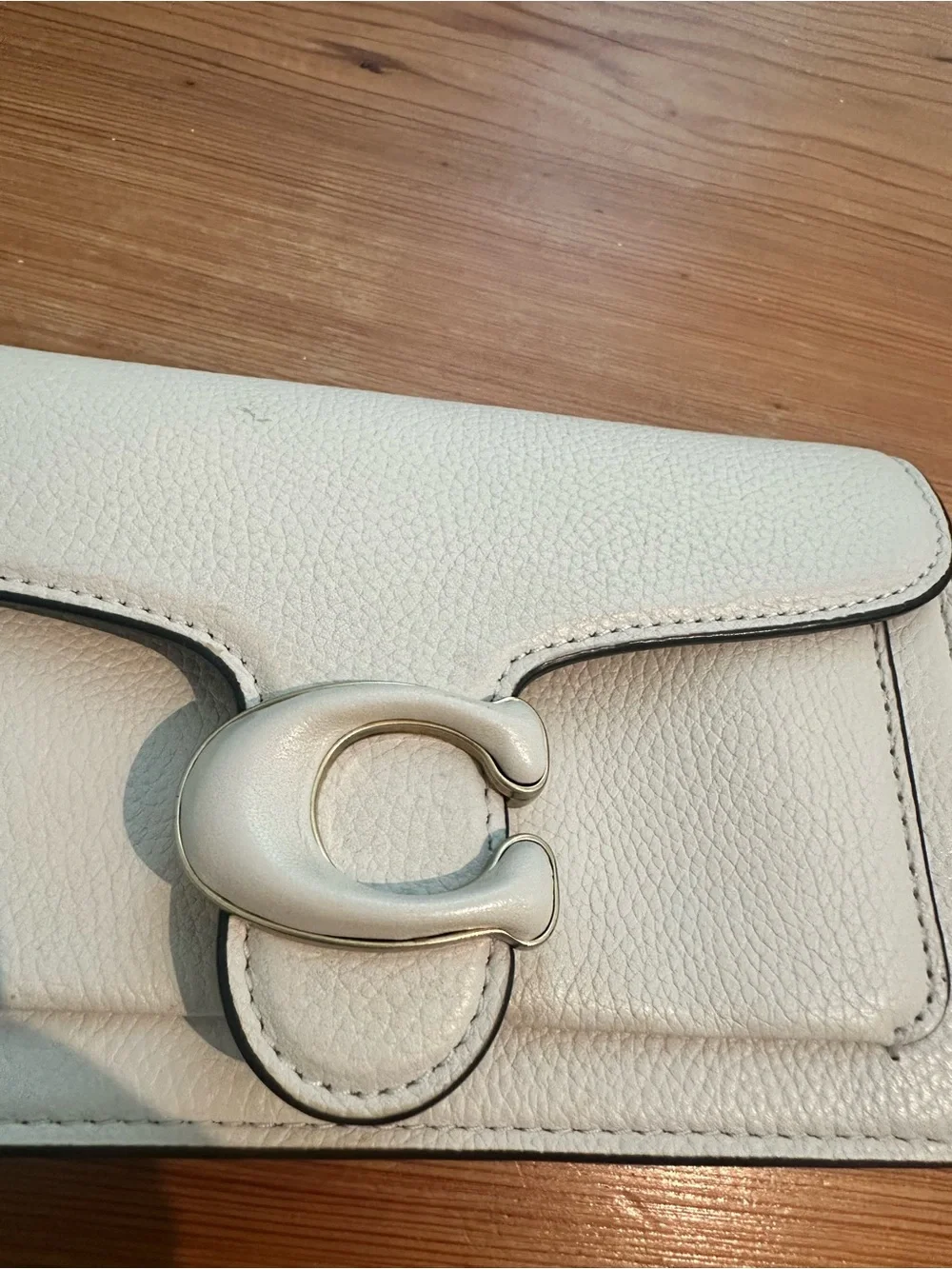 Coach White Leather Tabby Wallet on Chain with Signature 'C'